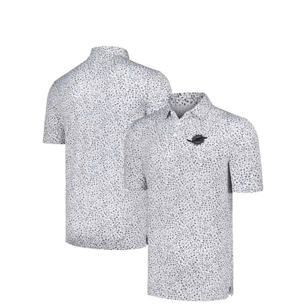 Antigua Miami Dolphins Polo Mens 2XL White Black Floral Performance NFL Motion
